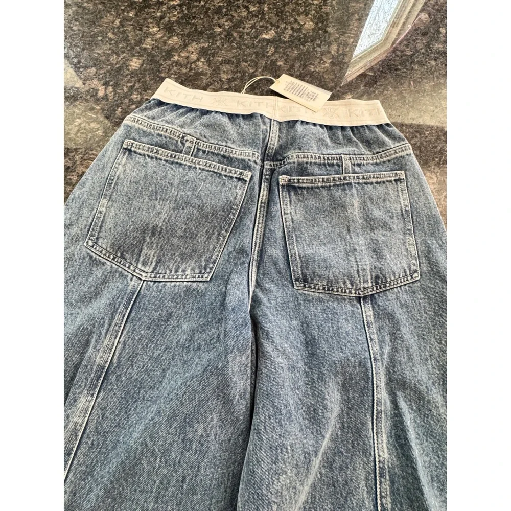 Kith Dana Logo Denim Pant Luka Wash Blue Wide Leg Jeans KHW060547-5078 Size 28 - Picture 16 of 16